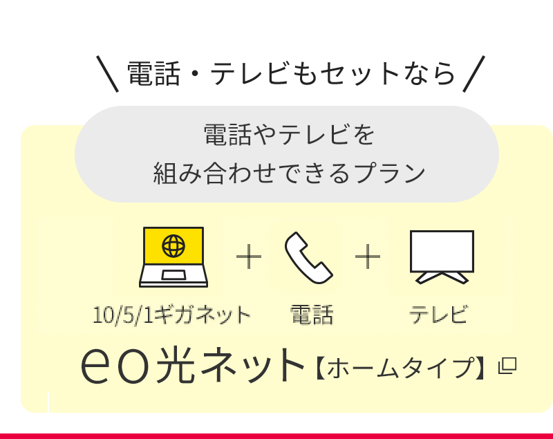 電話やテレビを組み合わせできるプラン eo光ネット【ホームタイプ】